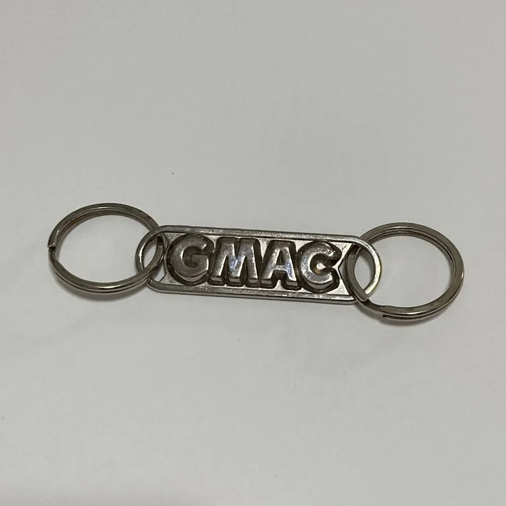 GMAC Keychain Fob Double Key Mailbox Drop Lost Key Return Silver Tone Vintage